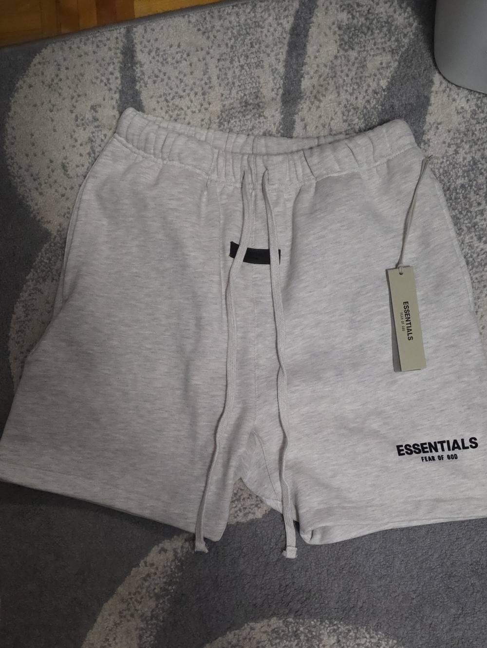ESSENTIALS Men’s Light Gray Athletic Logo Shorts
